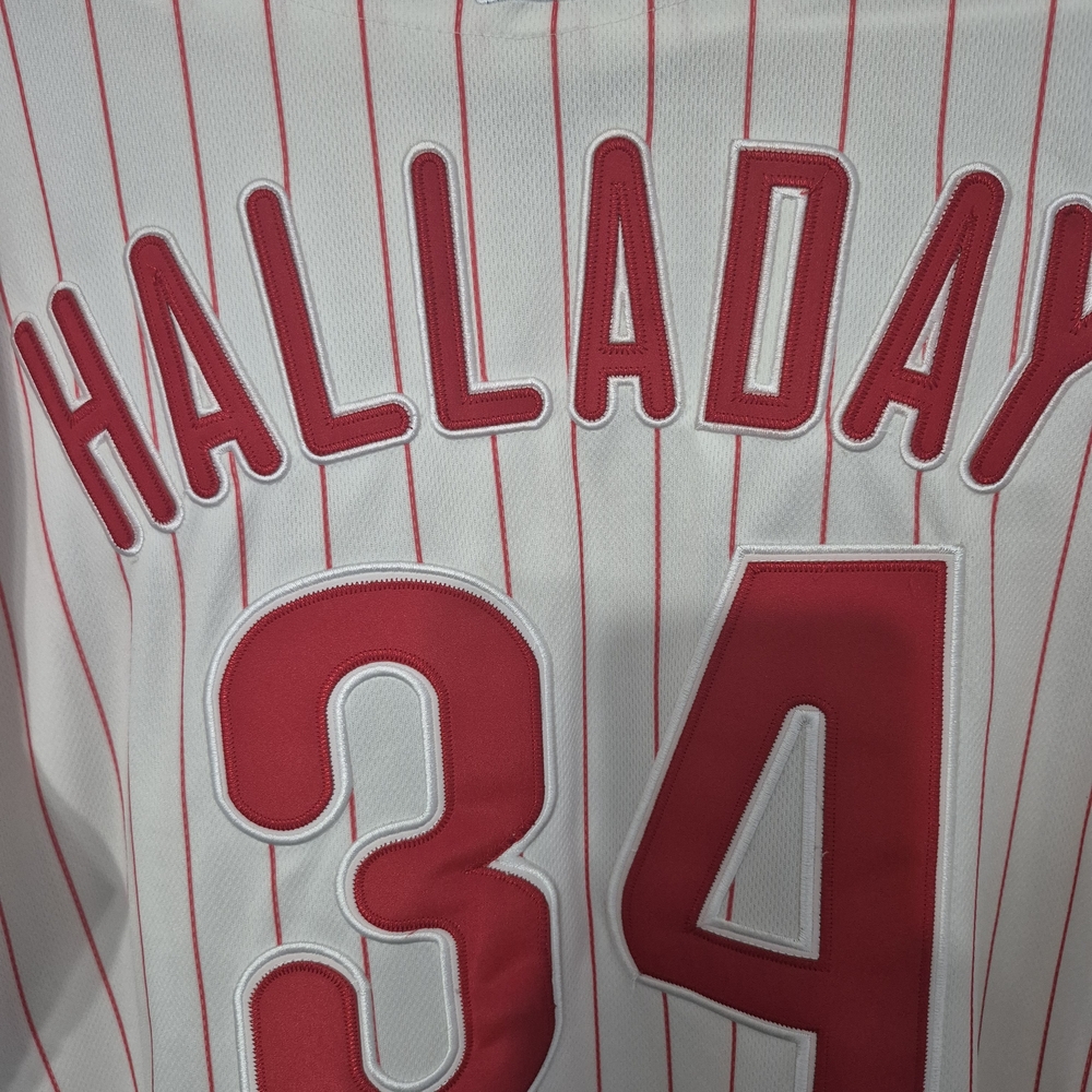 Halladay Phillies Majestic Striped Jersey - Picture 3 of 3